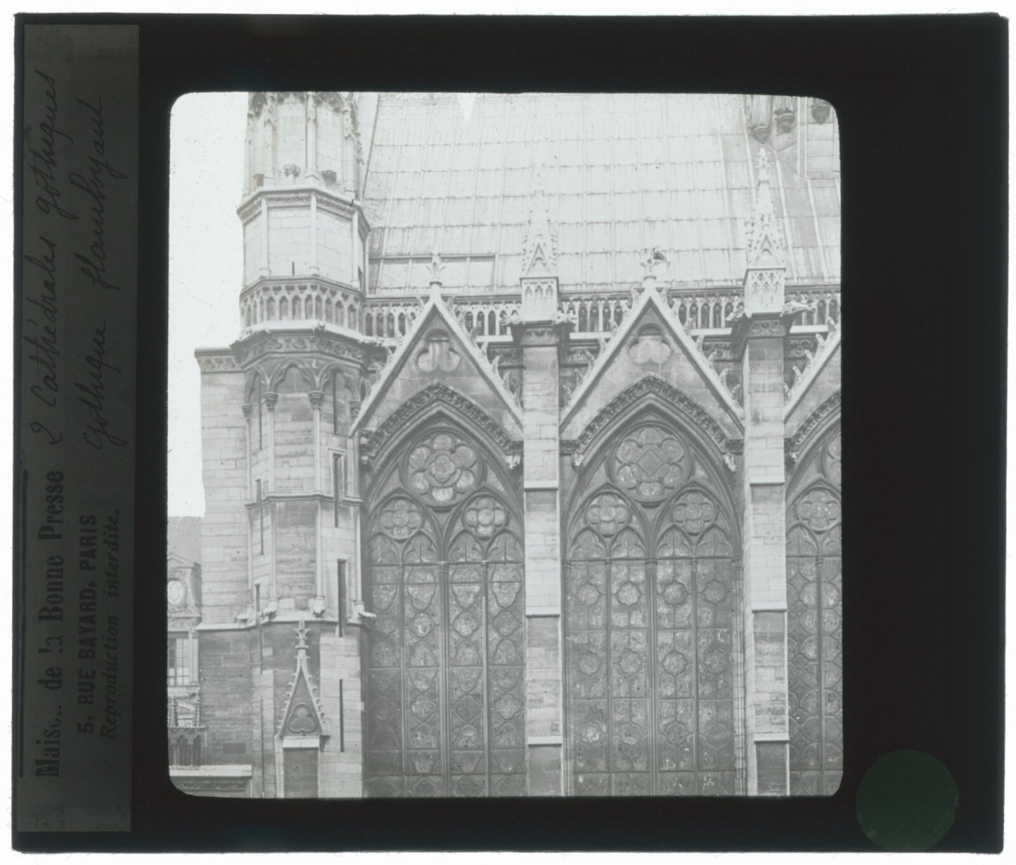 Cathédrale Notre-Dame de Paris, photo ancienne plaque verre, positif 8,5x10 cm