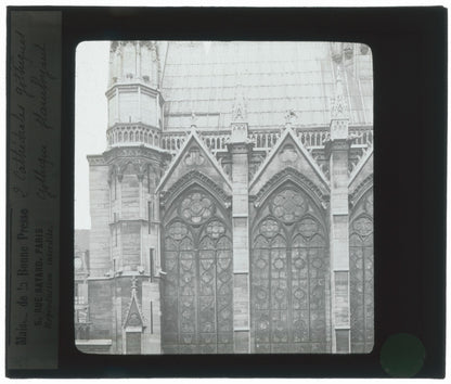Cathédrale Notre-Dame de Paris, photo ancienne plaque verre, positif 8,5x10 cm