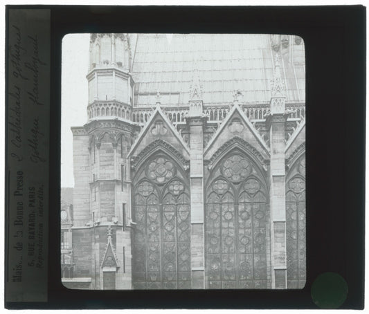 Cathédrale Notre-Dame de Paris, photo ancienne plaque verre, positif 8,5x10 cm
