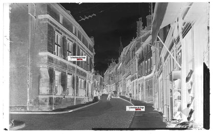 Plaque verre photo négatif noir & blanc 9x14 cm Neufchâteau ville, Vosges