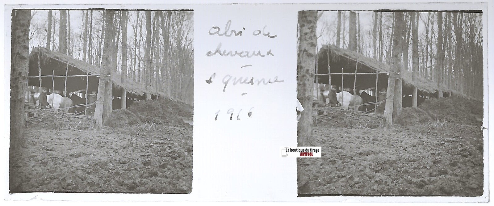 Le Quesne, WW1, Plaque verre stéréo, positif ancien noir & blanc 4,5x10,7 cm