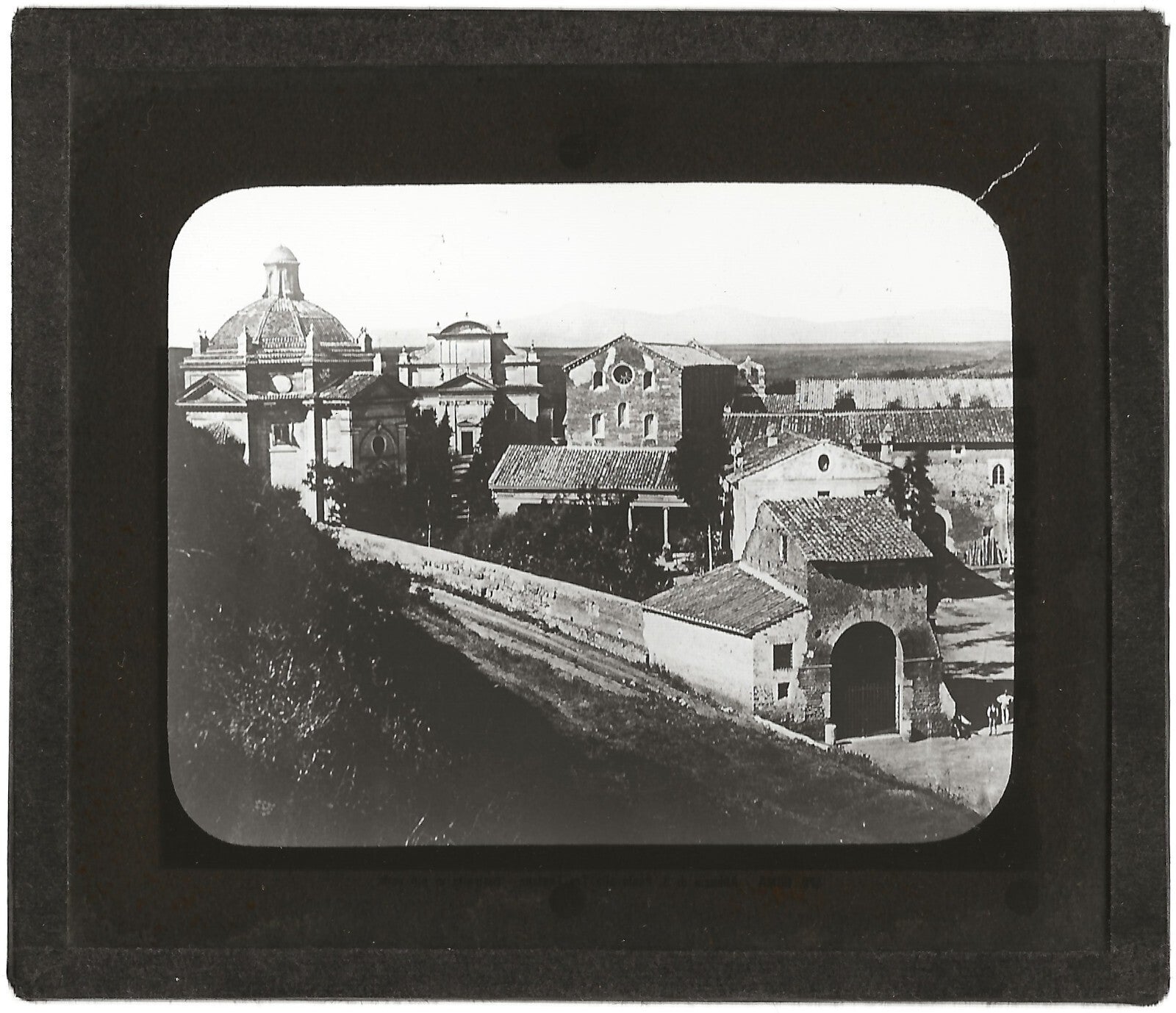 Abbaye de Tre Fontane, Rome Italie, photo plaque de verre, positif 8,5x10 cm