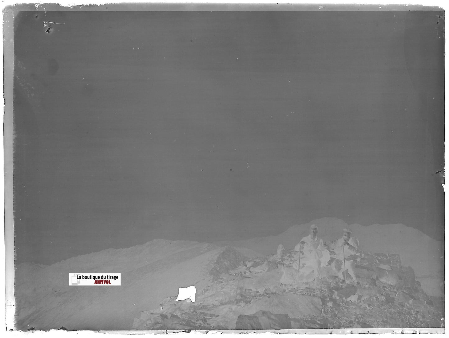 Le Perthus randonnée, Plaque verre photo, négatif noir & blanc 9x12 cm France