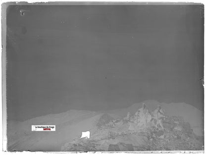 Le Perthus randonnée, Plaque verre photo, négatif noir & blanc 9x12 cm France