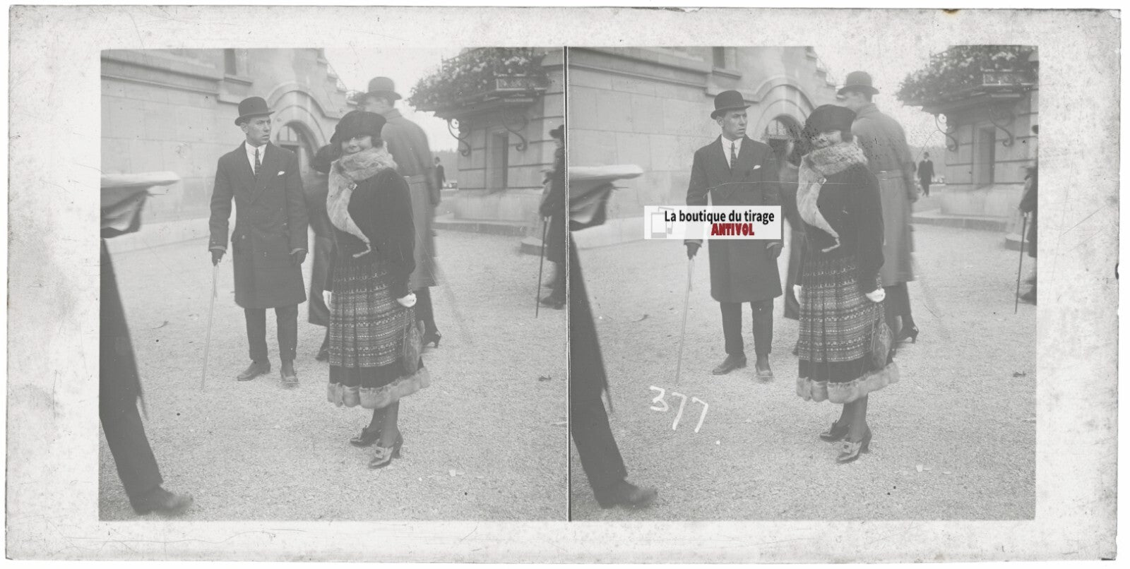 Hippodrome de Longchamp, Paris, plaque verre stéréoscopique, positif 8,5x17 cm