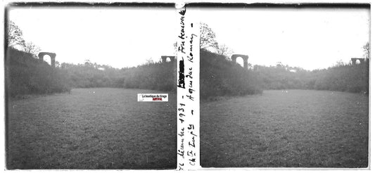 Aqueduc, Fontcouverte, Plaque verre photo stéréo, positif noir & blanc 6x13 cm