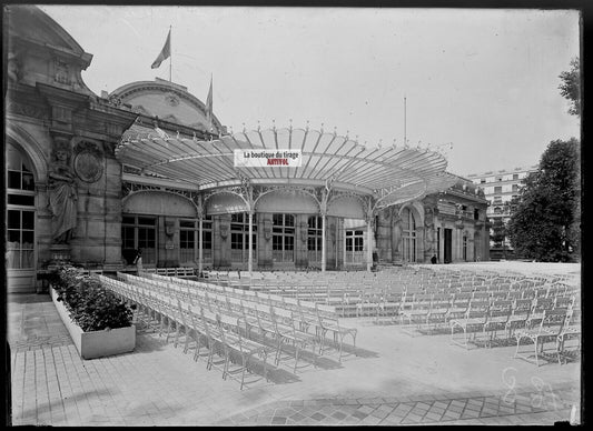 Plaque verre photo ancienne négatif noir et blanc 13x18 cm casino de Vichy