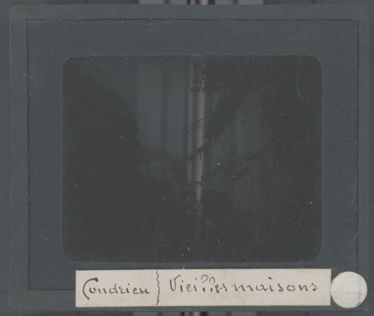 Vieilles maisons, Condrieu, photo ancienne plaque verre, positif 8,5x10 cm