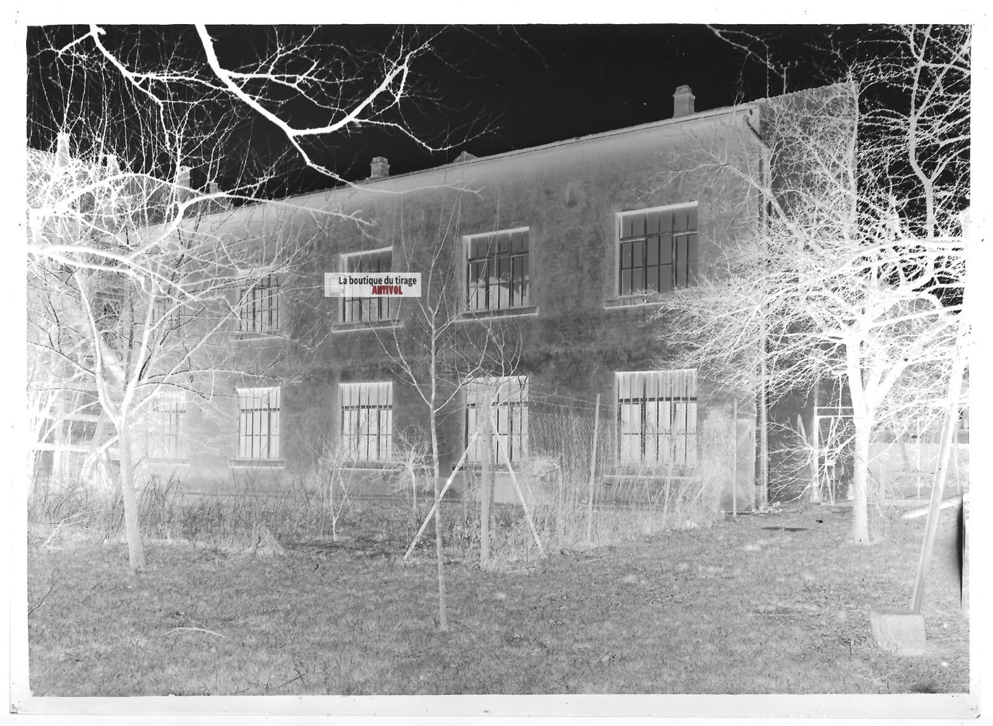 Plaque verre photo ancienne négatif noir et blanc 13x18 cm entreprise France