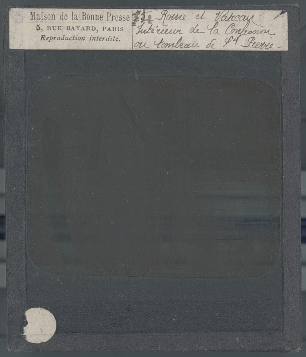 Tombeau de Saint-Pierre, Rome, photo ancienne plaque verre, positif 8,5x10 cm