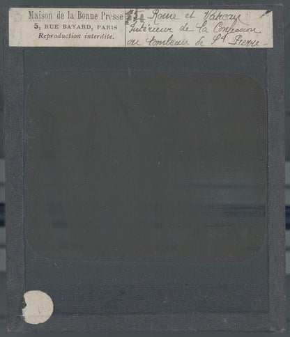 Tombeau de Saint-Pierre, Rome, photo ancienne plaque verre, positif 8,5x10 cm
