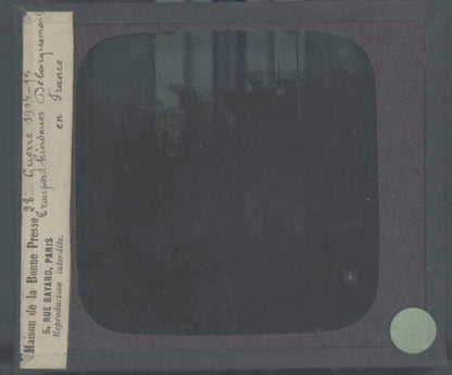 Débarquement Indoues guerre, photo plaque verre, noir & blanc, positif 8,5x10 cm