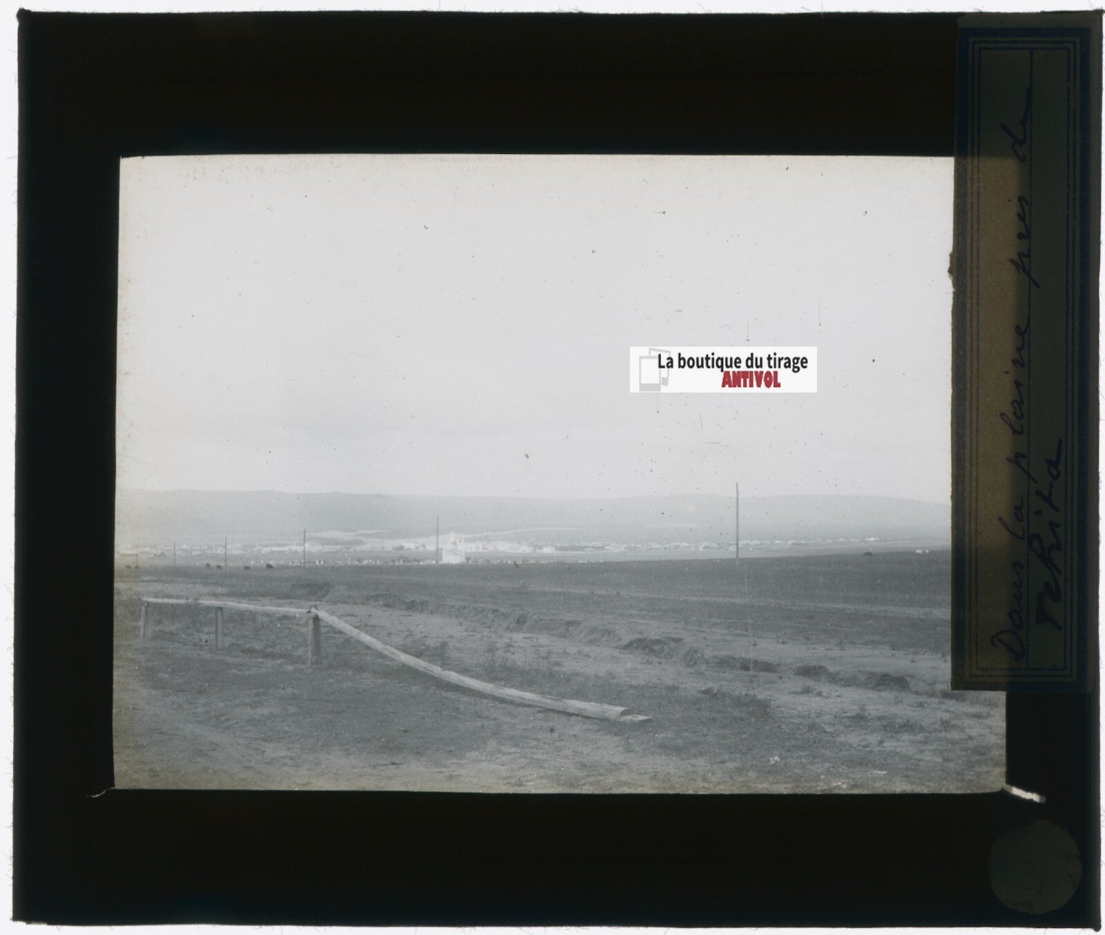 Tekita, Russie, paysage, photo plaque verre, noir & blanc, positif 8,5x10 cm