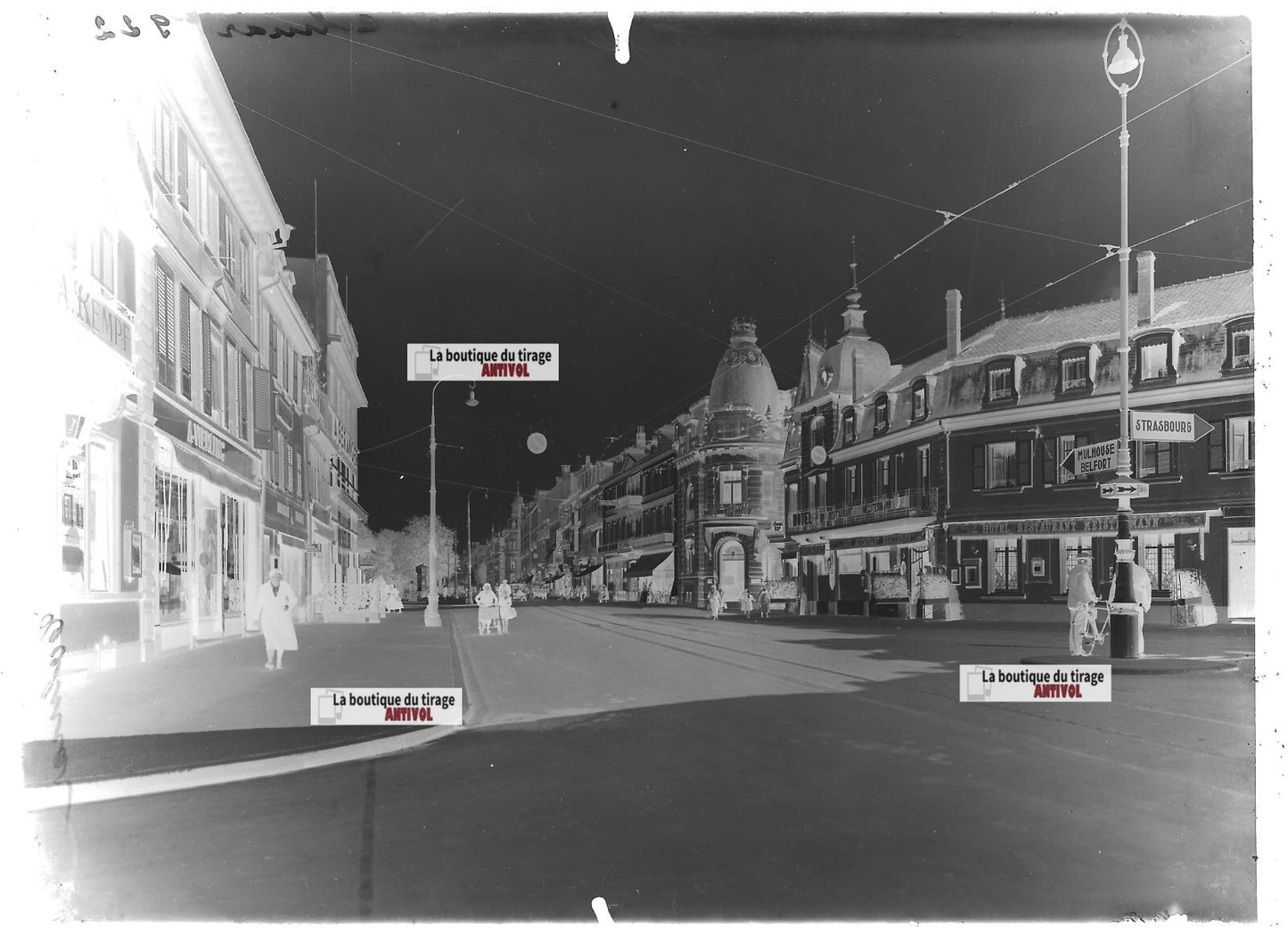 Plaque verre photo ancienne négatif noir et blanc 13x18 cm Colmar France vintage