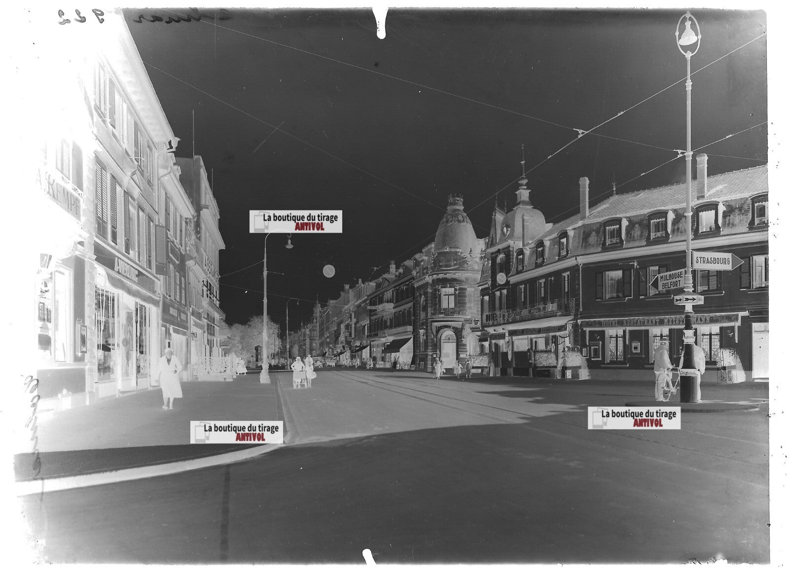 Plaque verre photo ancienne négatif noir et blanc 13x18 cm Colmar France vintage