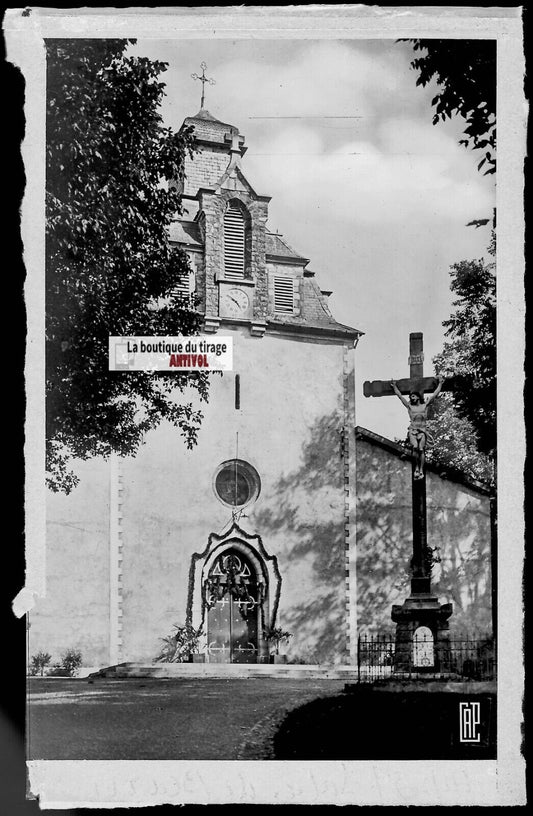 Plaque verre photo négatif noir & blanc 9x14 cm Salies-de-Béarn, Saint-Martin