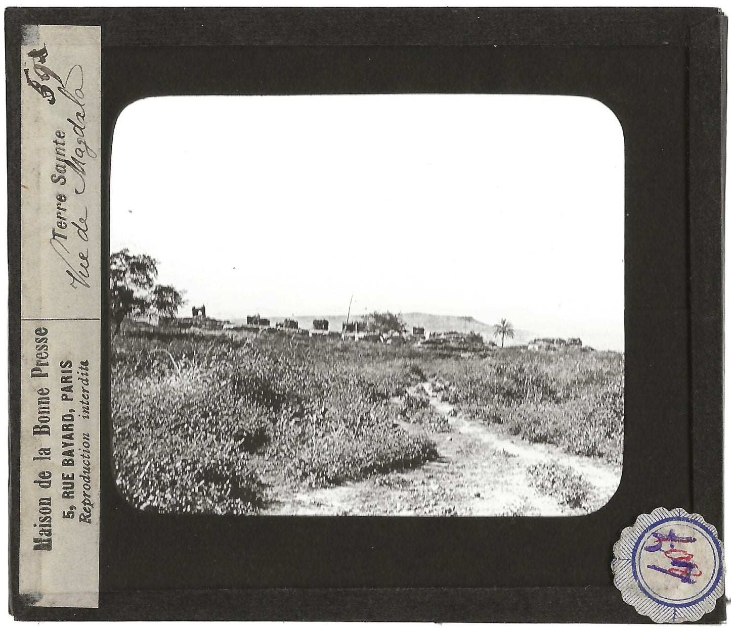 Magdala, Israël, photo ancienne plaque de verre, positif 8,5x10 cm