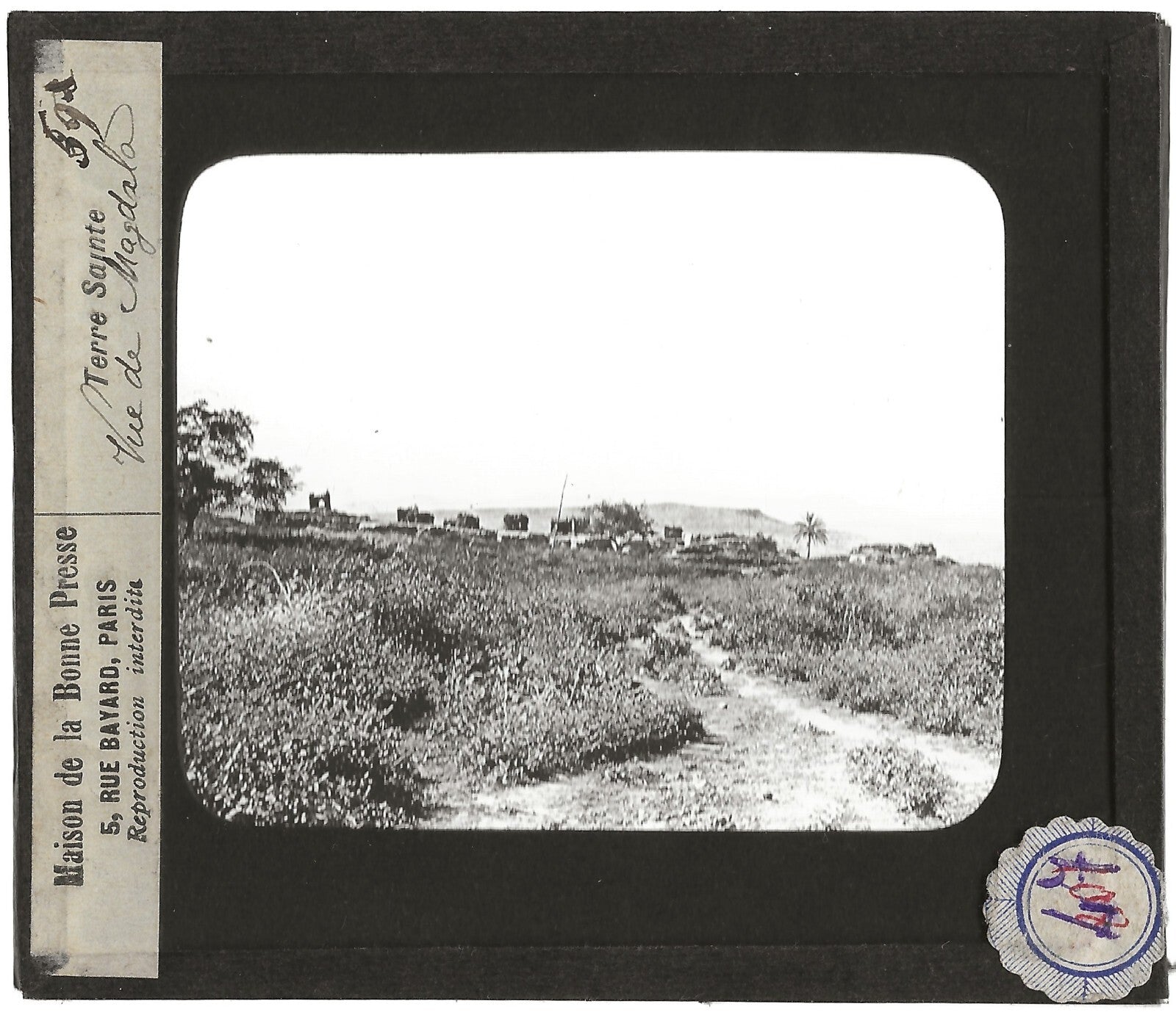 Magdala, Israël, photo ancienne plaque de verre, positif 8,5x10 cm