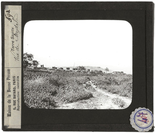 Magdala, Israël, photo ancienne plaque de verre, positif 8,5x10 cm