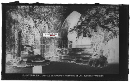 Plaque verre photo vintage négatif noir & blanc 9x14 cm Fuenterrabia 0914075