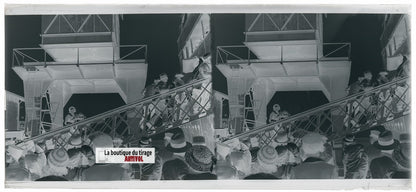 Algérie, bateau, plaque verre, photo stéréo, négatif noir & blanc 6x13 cm