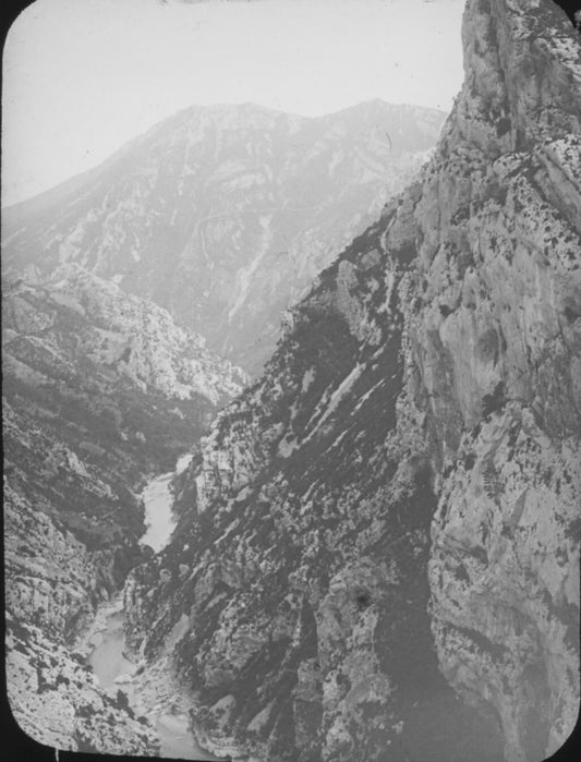 Gorges du Verdon, Aiguines, photo ancienne plaque de verre, positif 8,5x10 cm