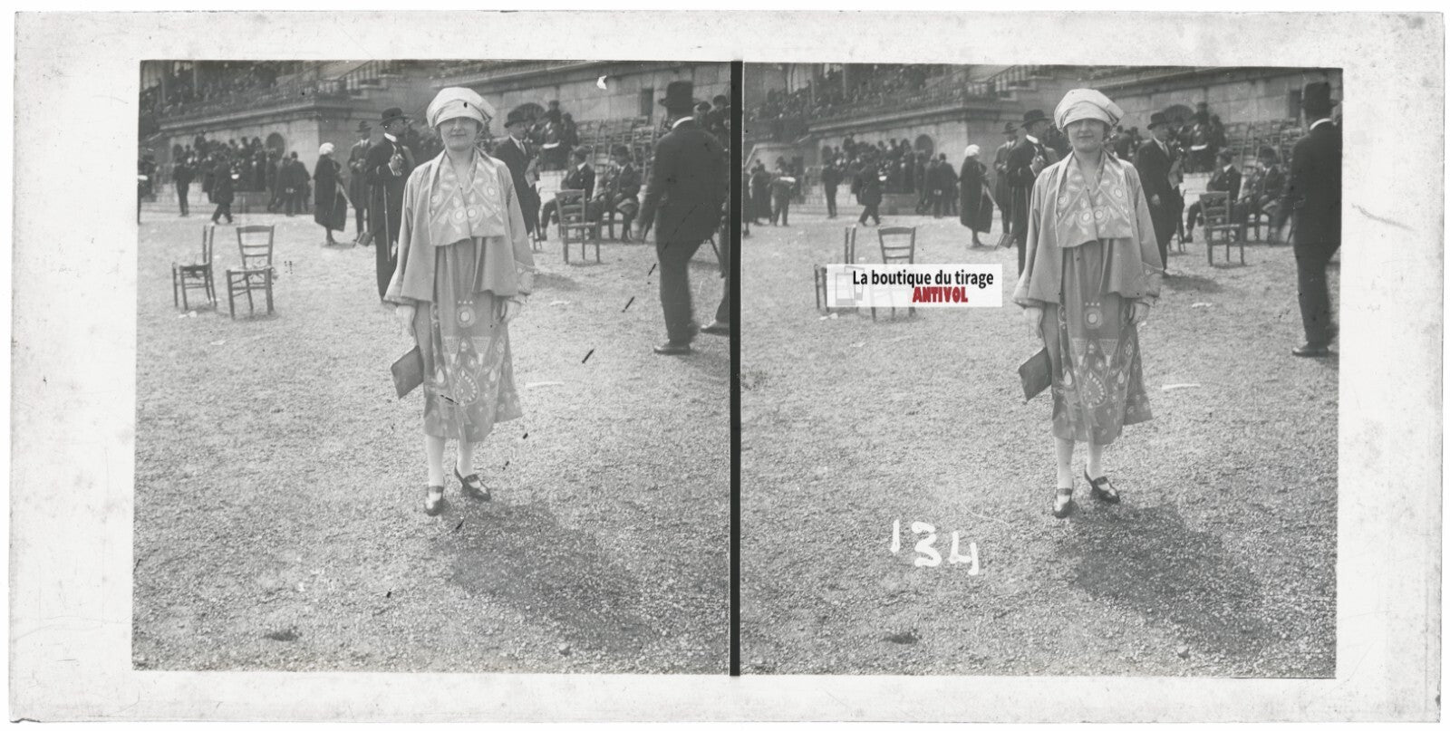 Hippodrome de Longchamp, Paris, plaque verre stéréoscopique, positif 8,5x17 cm