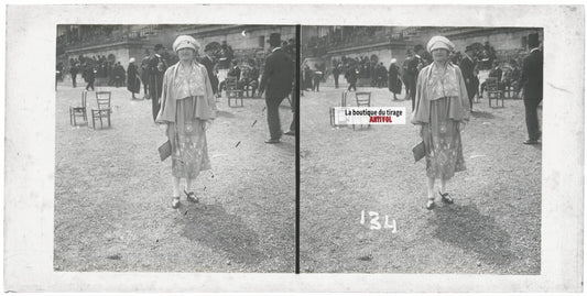 Hippodrome de Longchamp, Paris, plaque verre stéréoscopique, positif 8,5x17 cm