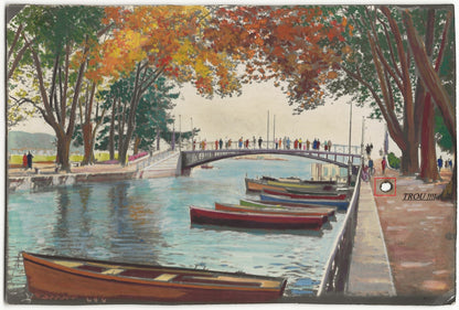 Plaque de verre photo négatif noir et blanc 13x18 cm Annecy pont Amours CPA