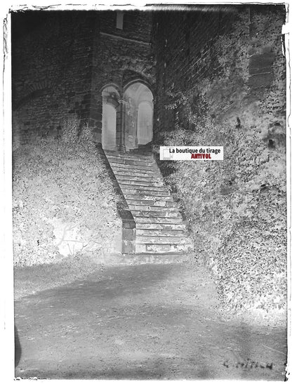 Château Montmuran, Nitsch, Plaque verre photo, négatif noir & blanc 9x12 cm