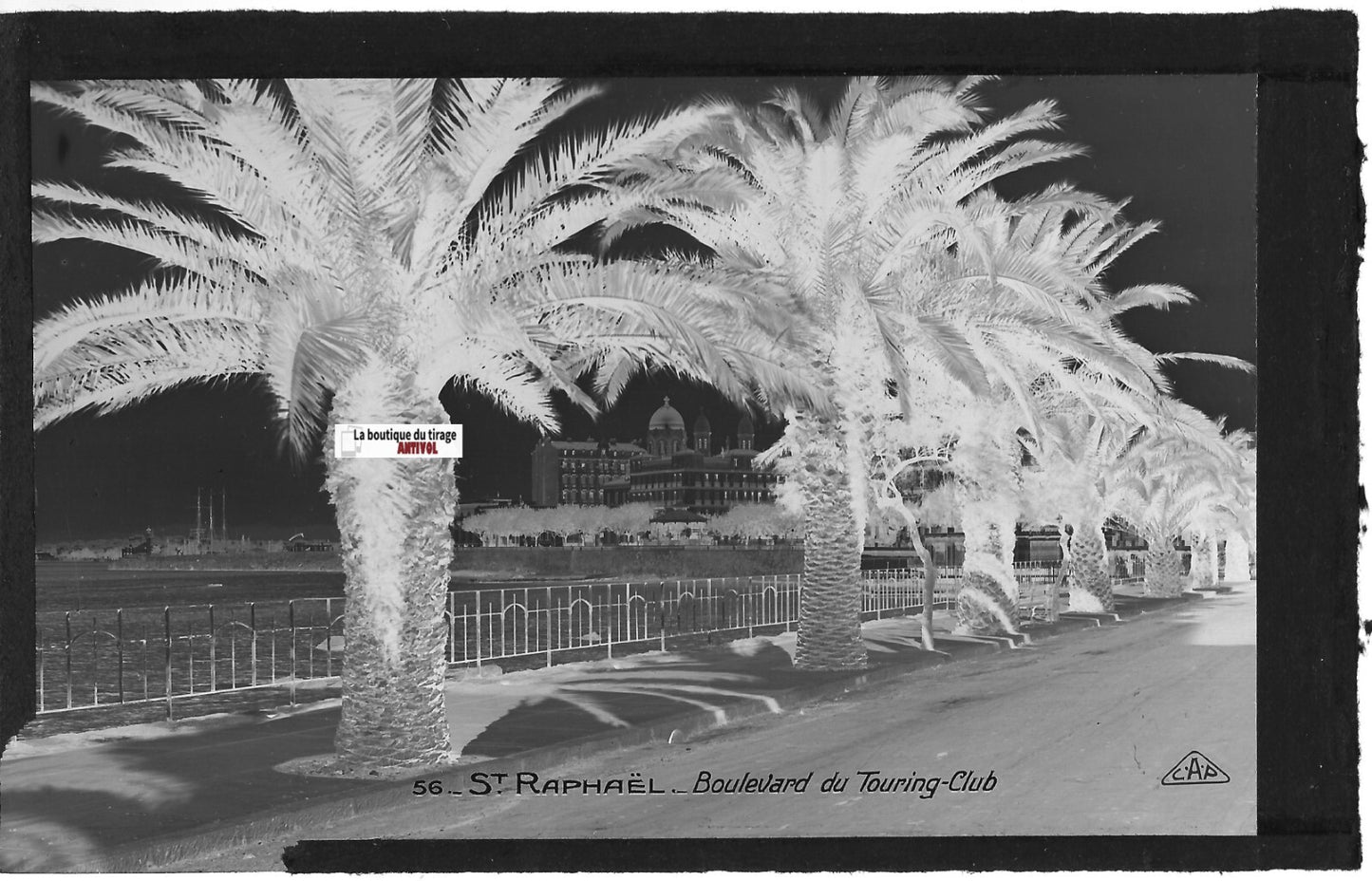 Saint-Raphaël, Touring-Club, Plaque verre photo, négatif noir & blanc 9x14 cm