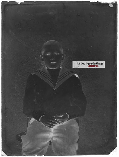 Plaque verre photo ancien négatif noir et blanc 9x12 cm garçon enfant portrait
