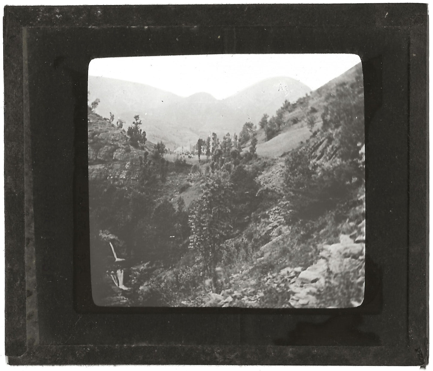 Vers La Salette-Fallavaux, photo ancienne plaque verre, positif 8,5x10 cm