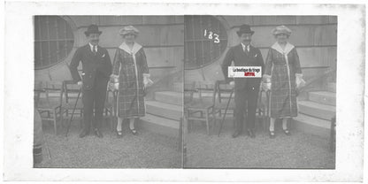 Hippodrome de Longchamp, Paris, plaque verre stéréoscopique, positif 8,5x17 cm