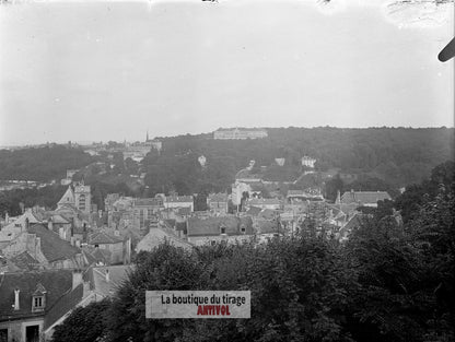 Vue de Meudon, France, plaque verre, photo ancienne, négatif 9x12 cm