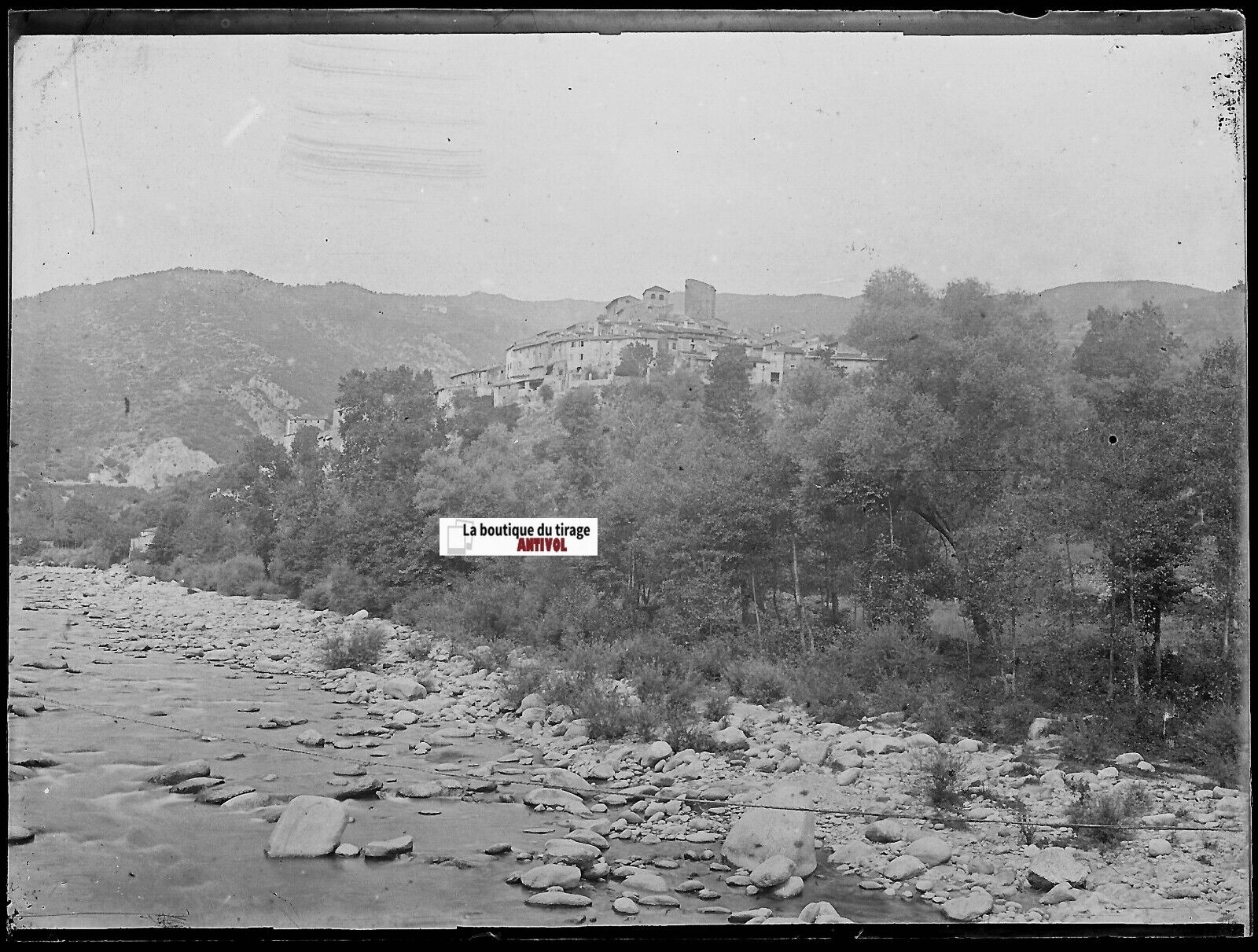 Amélie-les-Bains, Plaque verre photo ancienne, négatif noir & blanc 9x12 cm