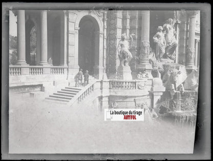 Palais Longchamp Marseille, photo plaque verre, négatif noir & blanc, 9x12 cm