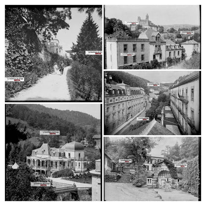 Saint-Nectaire, Auvergne, photos plaque de verre, lot de 5 négatifs 13x18 cm