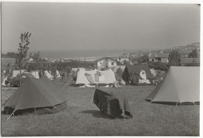 Plaque verre photo ancienne positif noir & blanc 13x18 cm camping Bidart voiture