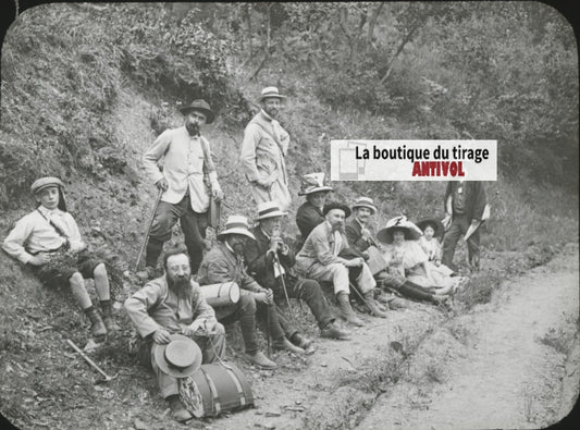Notre Dame des Anges, groupe, photo ancienne plaque de verre, positif 8,5x10 cm