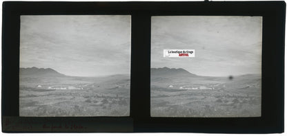 Paysage, Bir el Afou, Tunisie 1908, plaque verre stéréoscopique, positif 7x15 cm