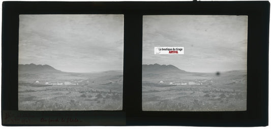Paysage, Bir el Afou, Tunisie 1908, plaque verre stéréoscopique, positif 7x15 cm