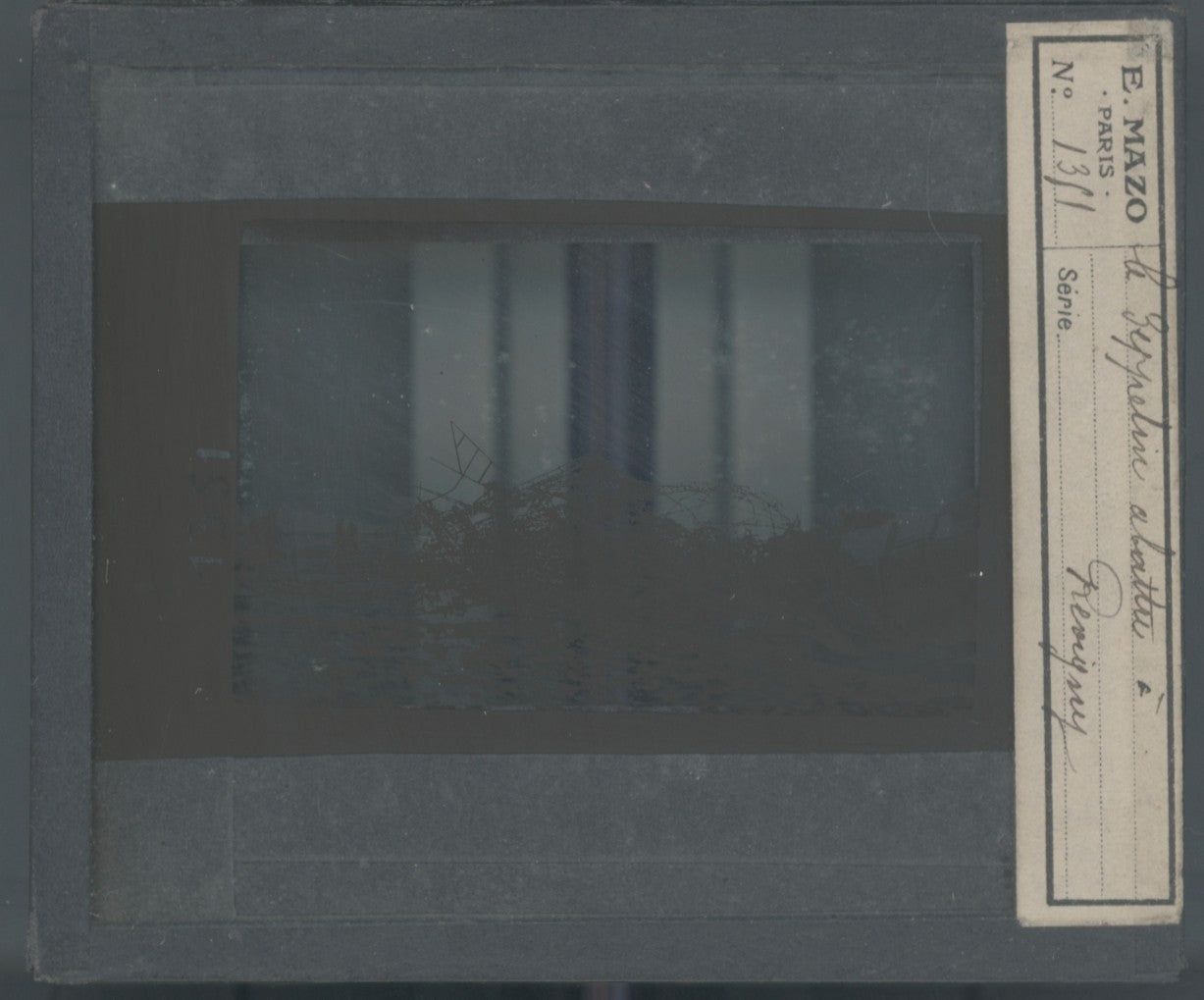 Le Zeppelin, Révigny guerre, photo plaque verre, noir & blanc, positif 8,5x10 cm