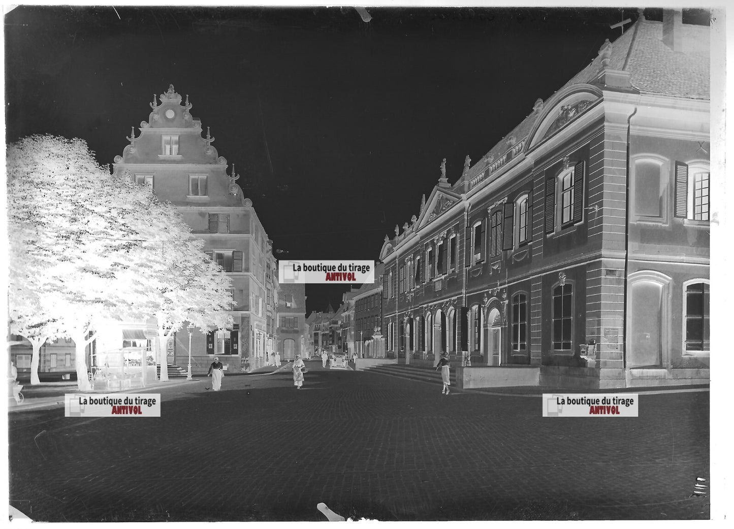 Plaque verre photo ancienne négatif noir et blanc 13x18 cm Colmar prise de vue