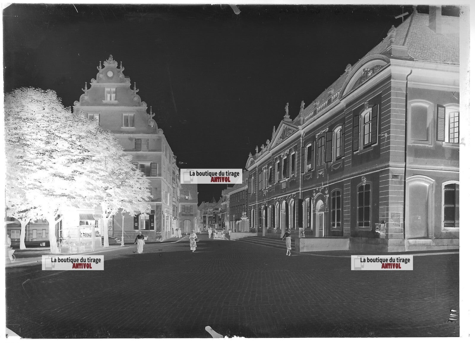 Plaque verre photo ancienne négatif noir et blanc 13x18 cm Colmar prise de vue