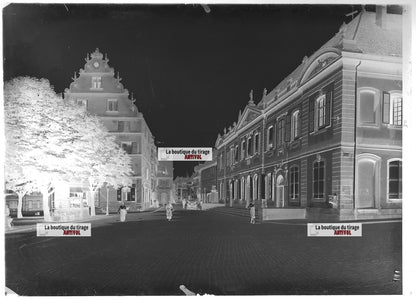 Plaque verre photo ancienne négatif noir et blanc 13x18 cm Colmar prise de vue