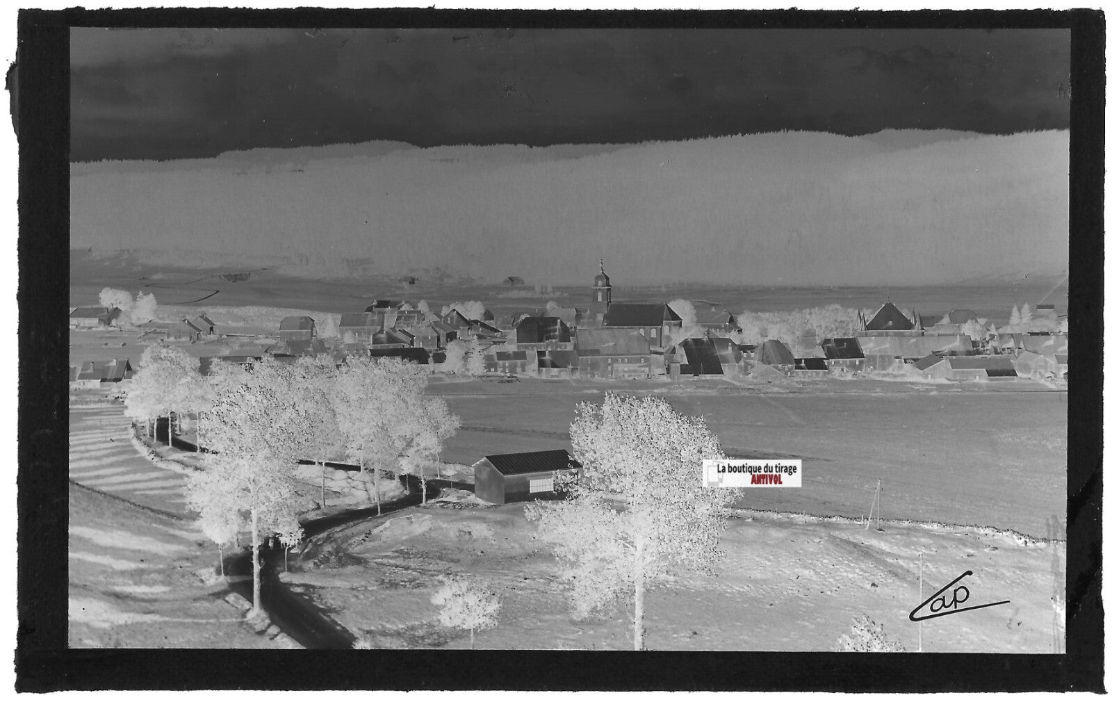 Plaque verre photo , négatif noir & blanc 9x14 cm, Mouthe, département Doubs