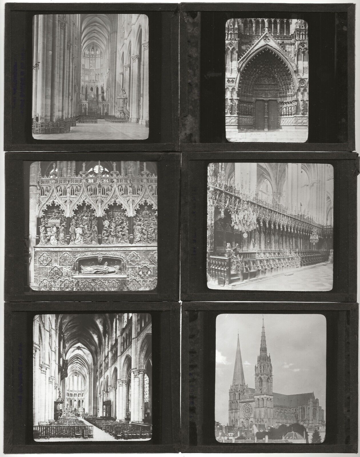 Albi, Amiens, Chartres, photos plaques de verre, lot 10 positifs 8,5x10 cm