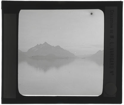 Paysage mer, Norvège ou Suéde, photo ancienne plaque de verre, positif 8,5x10 cm
