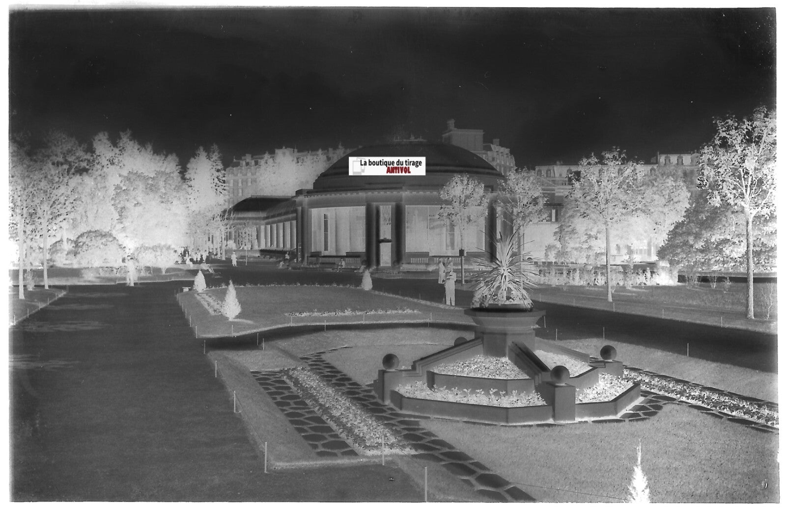 Vittel, Vosges, Plaque verre photo ancienne, négatif noir & blanc 10x15 cm